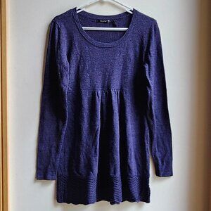 Daisy Fuentes Long Sleeve Navy Blue Scoop Neck Baby Doll Sweater Size Large